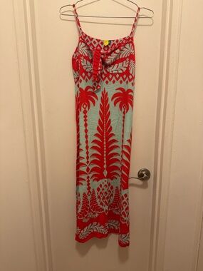 Red & Aqua Tropical Print Women’s Dress